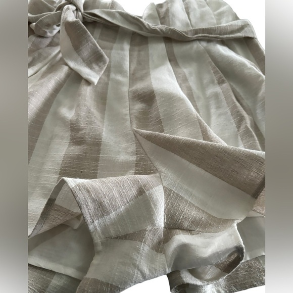 Blu Ivy Zip Back Young Contemporary Striped Neutral Wide Leg Shirt With Tie Belt - Picture 9 of 9